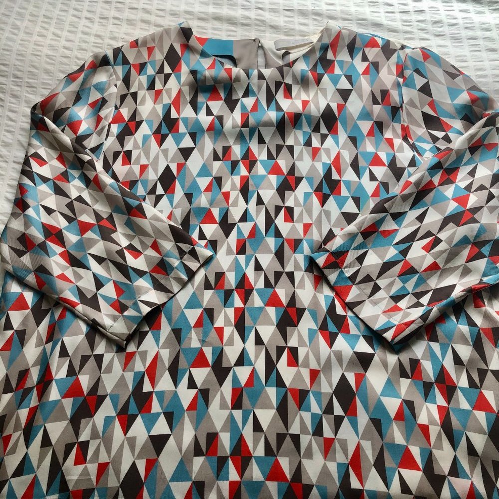 St. Emile Geometric Silk Blouse, Size 12
